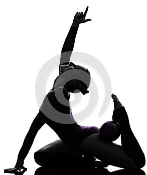 Rhythmic Gymnastics with ball woman silhouette