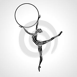 Rhythmic Gymnastics Girl with Hoop Silhouette vector