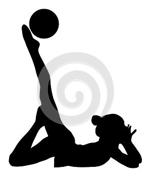 Rhythmic Gymnastics girl perform with ball .