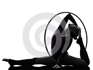 Rhythmic Gymnastics with hula hoop woman silhouette