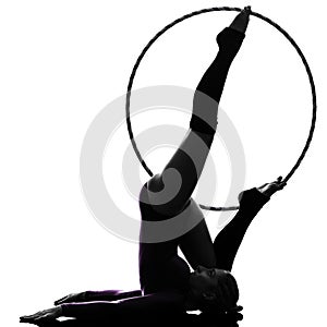 Rhythmic Gymnastics with hula hoop woman silhouette