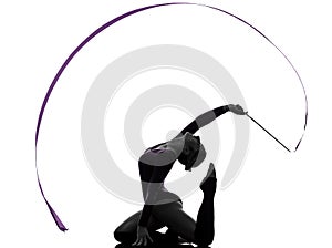 Rhythmic Gymnastics with ribbon woman silhouette