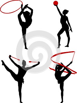 Rhythmic gymnastics silhouettes