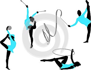 Rhythmic gymnastics silhouettes