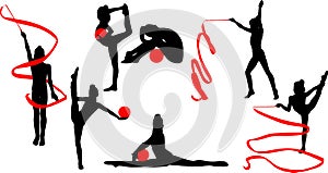 Rhythmic gymnastics silhouettes