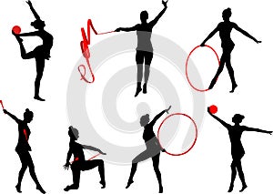 Rhythmic gymnastics silhouettes set 3