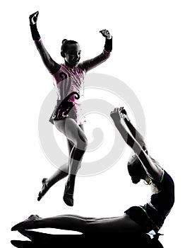 Rhythmic Gymnastics woman little girl child teenager silhouett