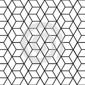 Rhythmic square pattern concept. endless pattern with cubes, continuous black and white geometric background