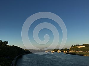 RhÃ´ne river and Avignon bridge