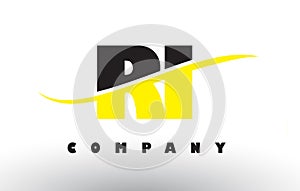 RI R I Black and Yellow Letter Logo with Swoosh.