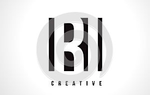 RI R I White Letter Logo Design with Black Square.