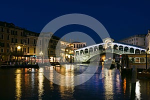 Rialto bridge at dusk in Venice