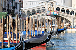 Rialto Bridge and Gondole, Venice - Italy.