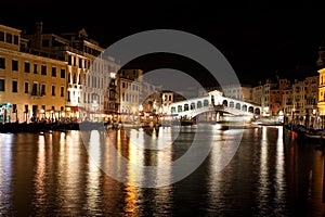 Rialto Bridge night lights