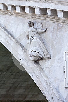 Rialto Bridge Ponte de Rialto over Grand Canal, relief,Venice, Italy