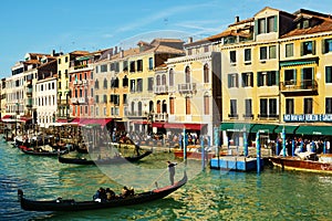 Rialto bridge surroundings, Venice, Italy, Europe