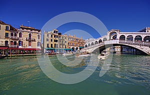 Rialto bridge in Venice city, Italy.