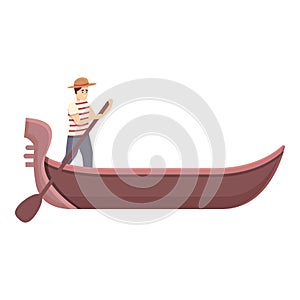 Rialto gondolier icon cartoon vector. Venice gondola