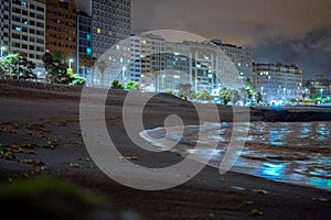 Riazor beach at night, costa coruÃÂ±a spain photo