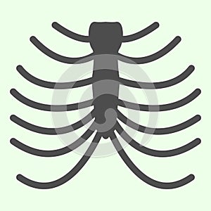 Rib cage skeleton solid icon. Human thorax x-ray glyph style pictogram on white background. Anatomy and organs signs for
