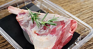 Rib chop in plastic conatiner