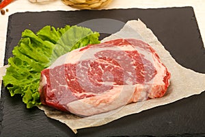 Rib eye raw steak