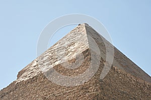 Rib and faced top of  Pyramid of Khafre also read as Khafra, Khefren or of Chephren is the second-tallest and second-largest of photo