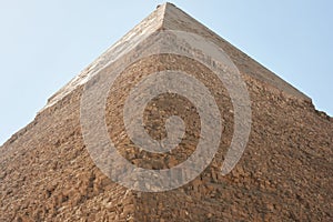 Rib and faced top of  Pyramid of Khafre also read as Khafra, Khefren or of Chephren is the second-tallest and second-largest of photo