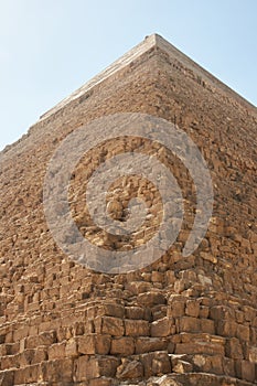 Rib and faced top of  Pyramid of Khafre also read as Khafra, Khefren or of Chephren is the second-tallest and second-largest of photo