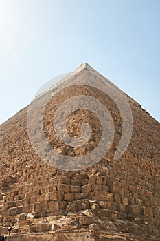 Rib and faced top of  Pyramid of Khafre also read as Khafra, Khefren or of Chephren is the second-tallest and second-largest of photo