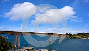 Ribadeo bridge over Eo river Galicia Spain