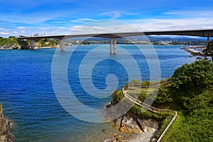 Ribadeo bridge over Eo river Galicia Spain photo