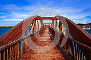 Ribadeo bridge viewpoint over Eo river Galicia Spain