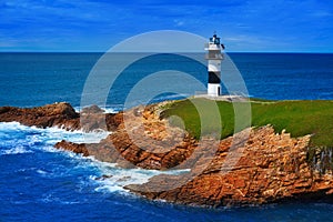 Ribadeo illa Pancha Lighthouse island Galicia Spain photo