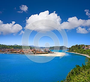 Ribadesella village aerial view in Asturias Spain