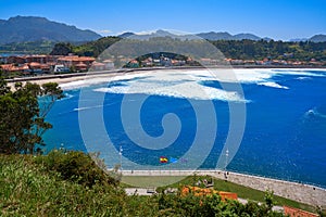 Ribadesella village aerial view in Asturias Spain