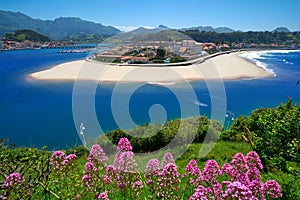 Ribadesella village aerial view in Asturias Spain