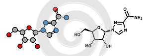 Ribavirin antiviral drug molecule. Used in treatment of hepatitis C virus infections and of viral hemorrhagic fevers