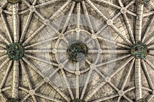 Ribbed ceiling of Jeronimos Monastery Church of Santa Maria in Lisbon