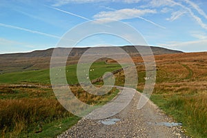 Ribble Valley and view up to Whernside Summit Yorkshire UK