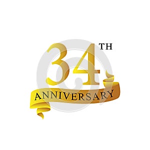 Ribbon anniversary 34th years logo