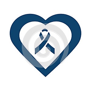 Ribbon awareness healthcare sign silhouette icon