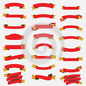 Ribbon Banner Set. Red Ribbon Collection. Vector Ribbon