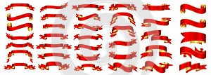 Ribbon banner set. Red ribbons Background. Vector illustration.