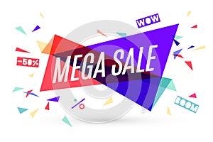 Ribbon banner with text Mega Sale