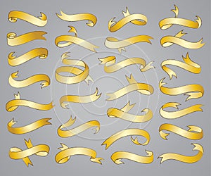 Ribbon banners in gold vector illustration