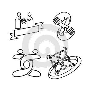 Ribbon bolt connection Commitment Teamwork Together Outline Logo