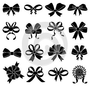 Ribbon bow icons set