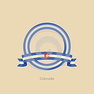 Ribbon and circle with flag of Colorado