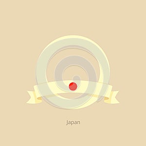 Ribbon and circle with flag of Japan